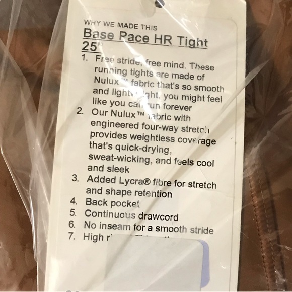 🥰 Lululemon Base Pace High-Rise Running Tight 25" Copper Brown Size 16 18 20 - Picture 6 of 6